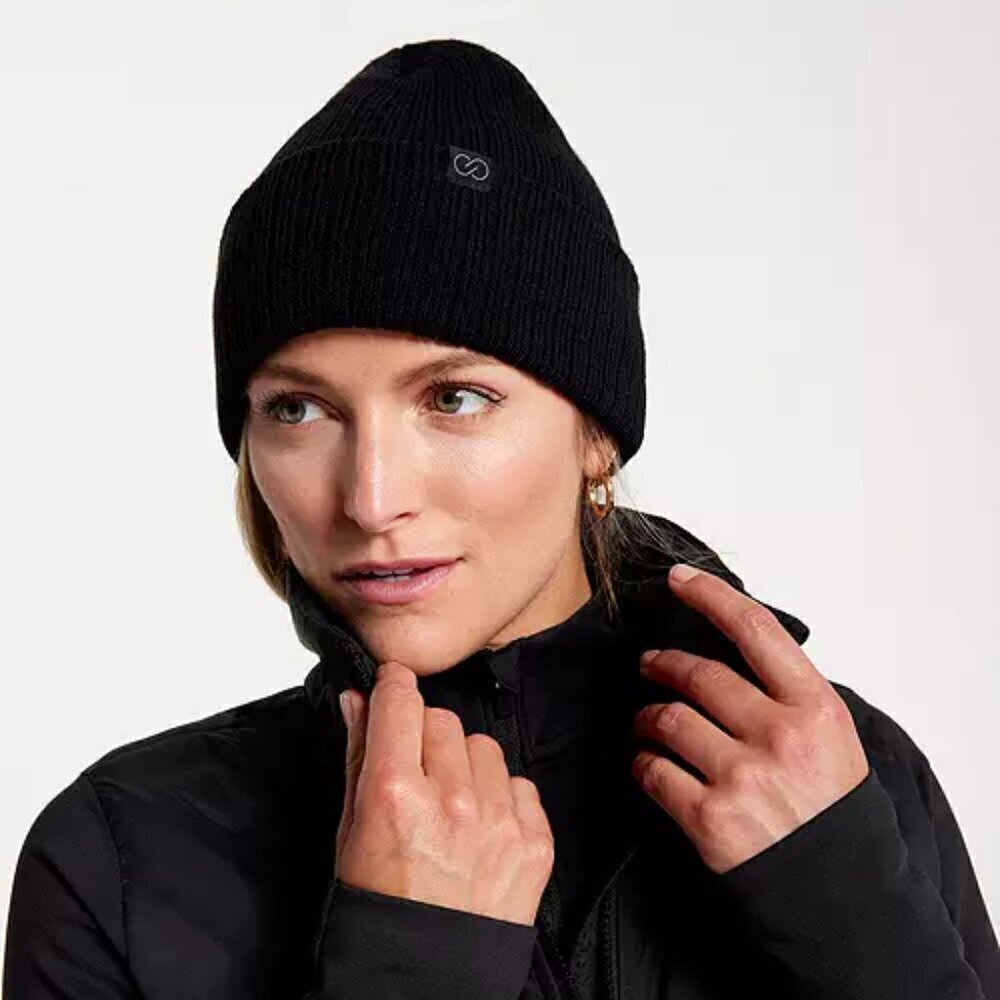 NWT CALIA Essential Ribbed Black Winter Beanie